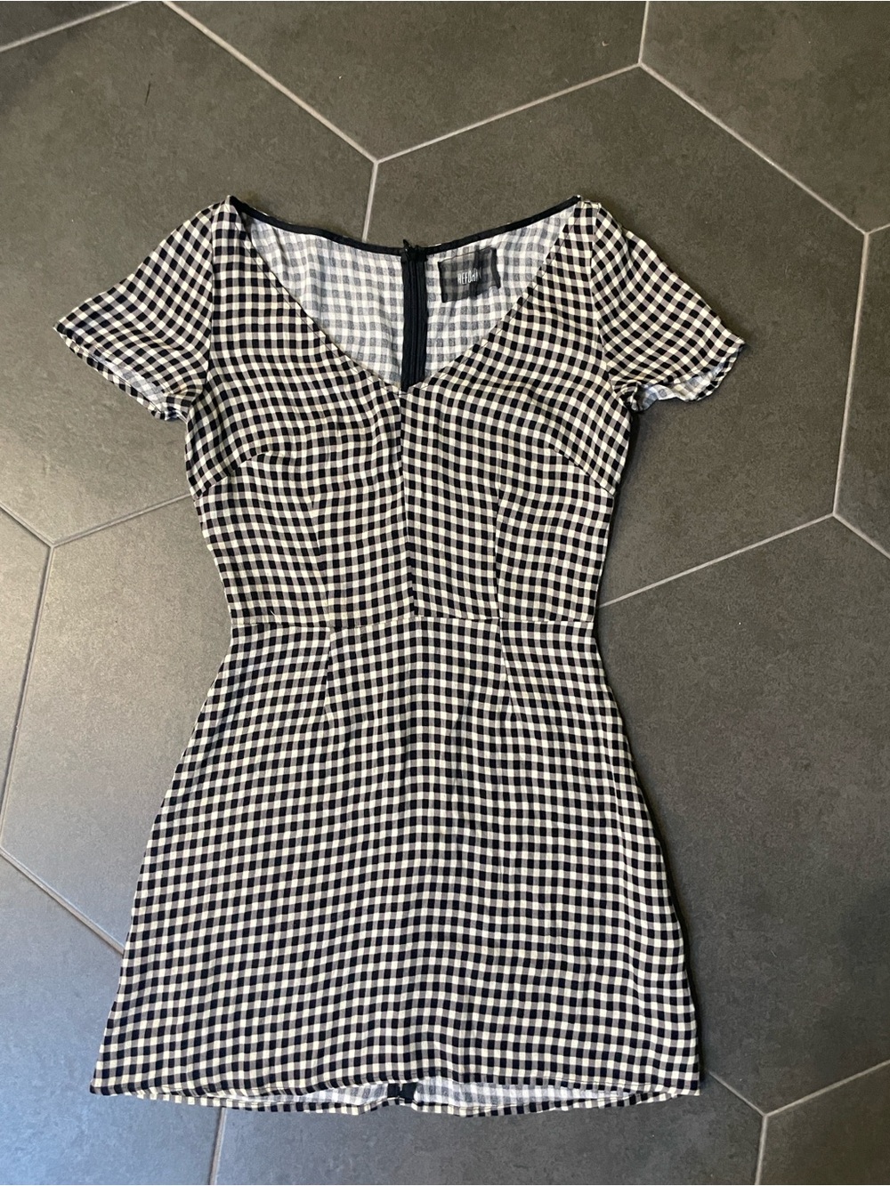 Reformation Lucinda Gingham Mini Dress Black White 4 - Picture 5 of 10